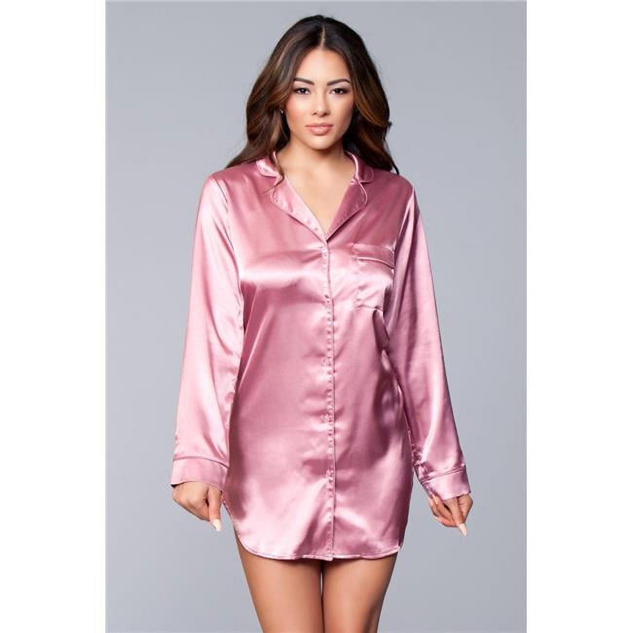 Picture of Be Wicked BW1788 DP 1X-2X Female Kimberly Satin Sleepshirt&#44; Dusty Rose - 1X & 2X