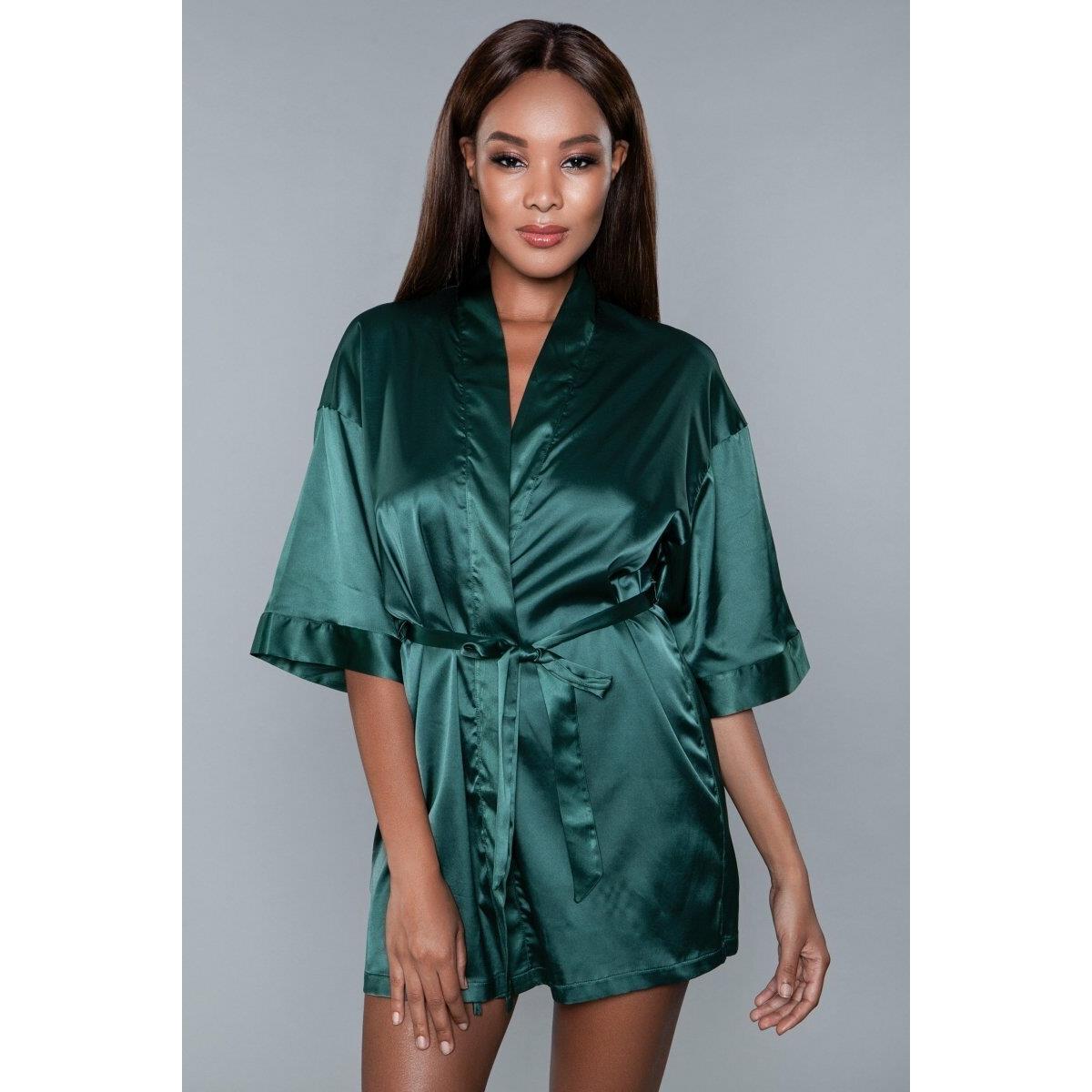 Picture of BeWicked 1947-1X-FOREST Women Getting Ready Robe&#44; Forest Green - 1X