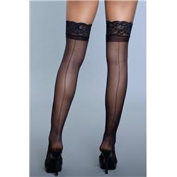 Picture of BeWicked 1912-BLACK-Q Women Keep A Secret Thigh Highs&#44; Black - Queen