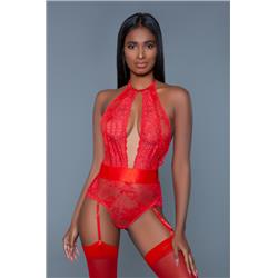 Picture of BeWicked 2016-RED-S Women Ophelia Bodysuit, Red - Small