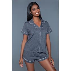 Picture of BeWicked 2027-GREY-S Women Riley Pajama Set&#44; Grey - Small - 2 Piece