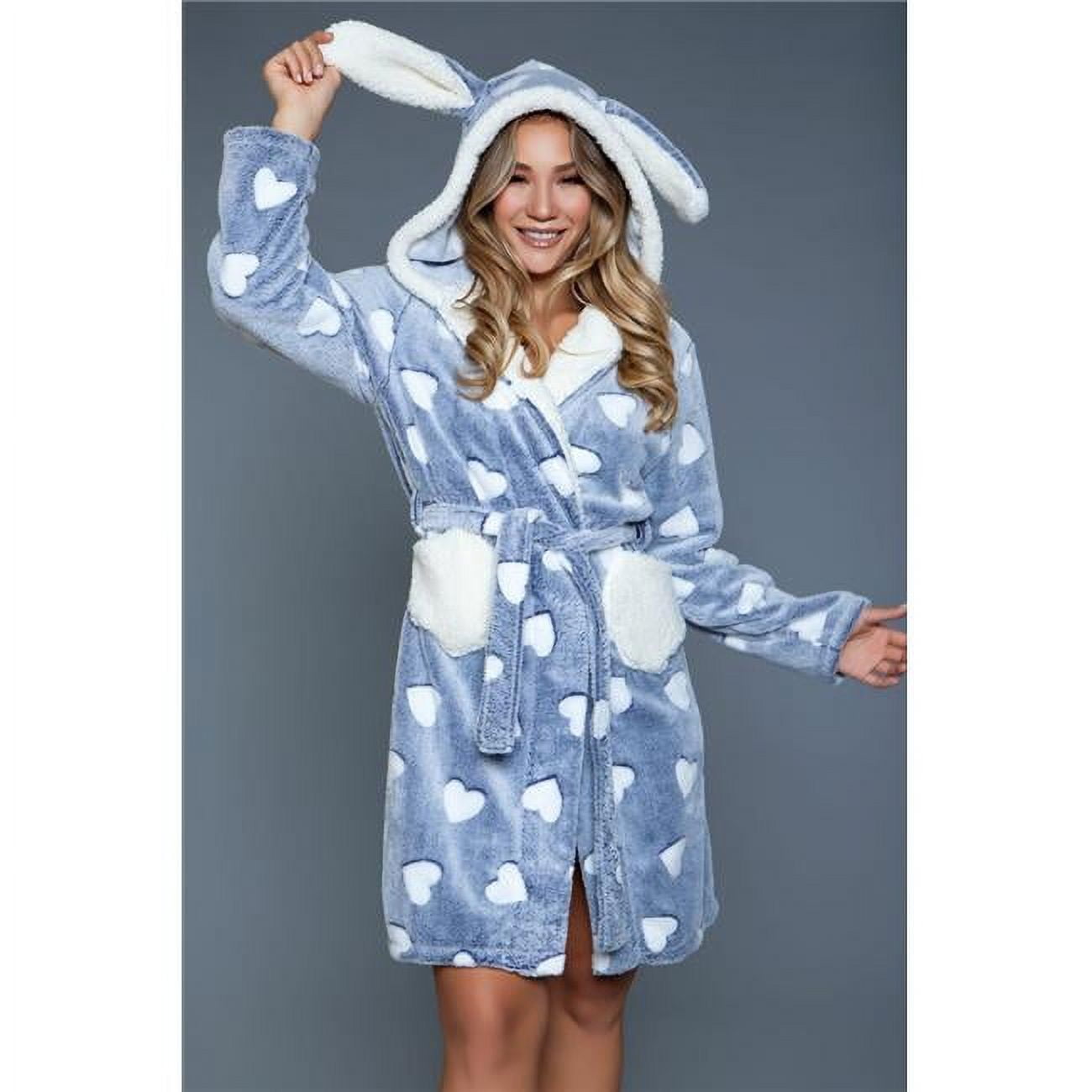 Picture of BeWicked 2070-S-M Women Heart Robe&#44; Dusty Blue & Ivory - Small & Medium