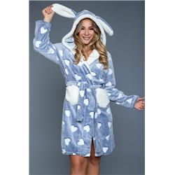 Picture of BeWicked 2070-L-XL Women Heart Robe&#44; Dusty Blue & Ivory - Large & Extra Large