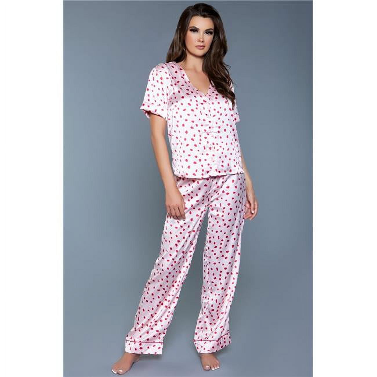 Picture of BeWicked 2086-PK-RD-S Women Camellia Pajama Set&#44; Pink & Red - Small - 2 Piece