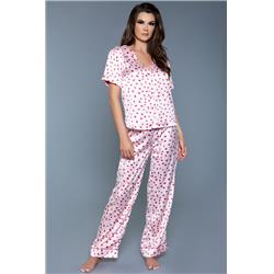 Picture of BeWicked 2086-PK-RD-L Women Camellia Pajama Set&#44; Pink & Red - Large - 2 Piece