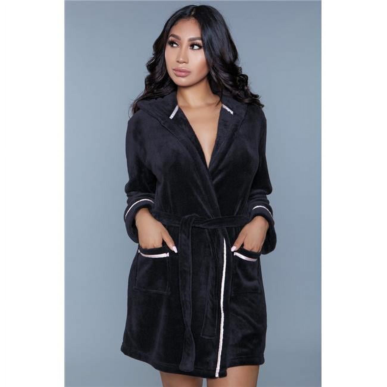 Picture of BeWicked 1966-BLK-3X-4X Alyssa Ultra Soft Fluffy Wearable Robe&#44; Black - 3X & 4X
