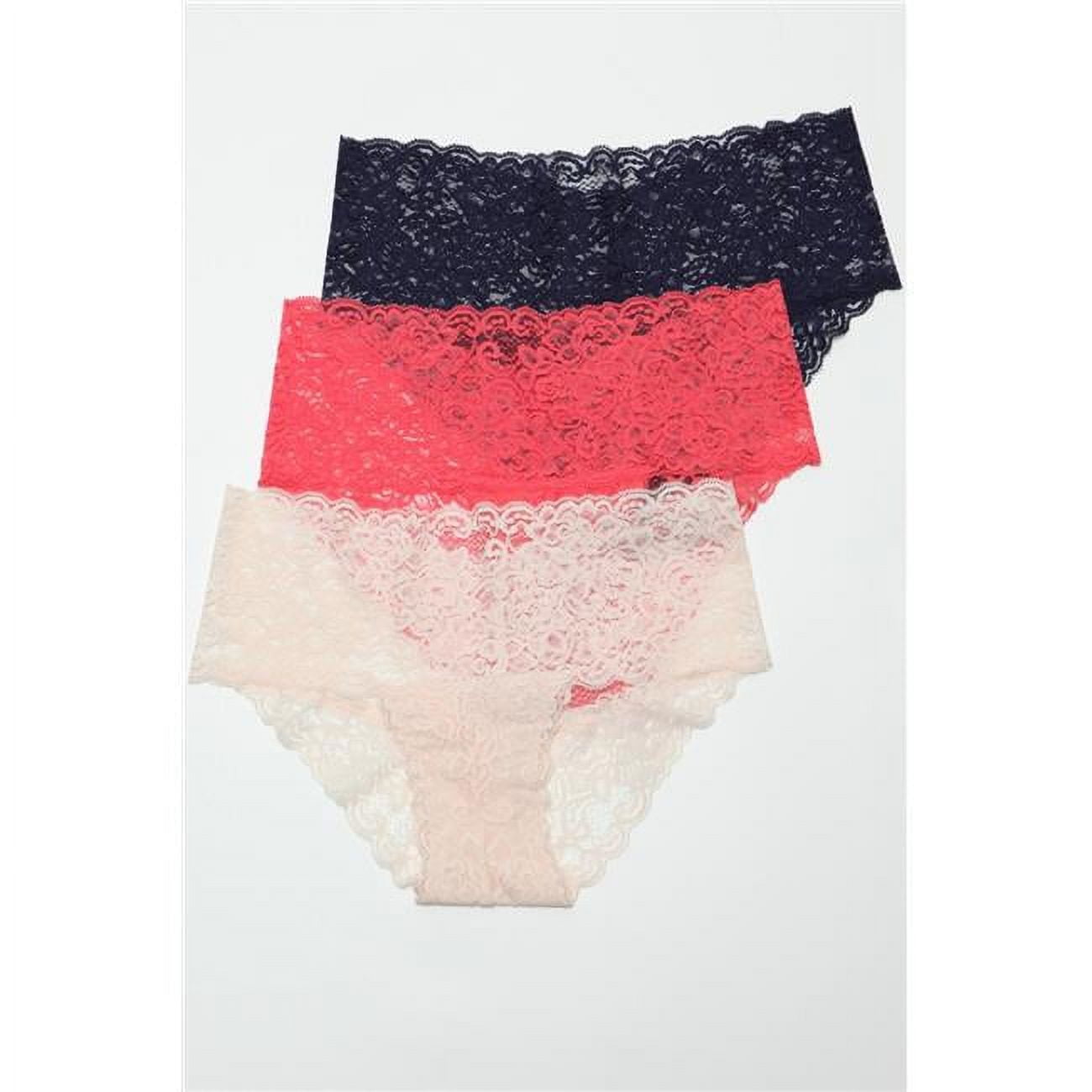 Nessa Low Rise Lace Brief, Pink, Coral & Navy Blue - Small - Pack of 3 -  Arrayformacion, AR2822119