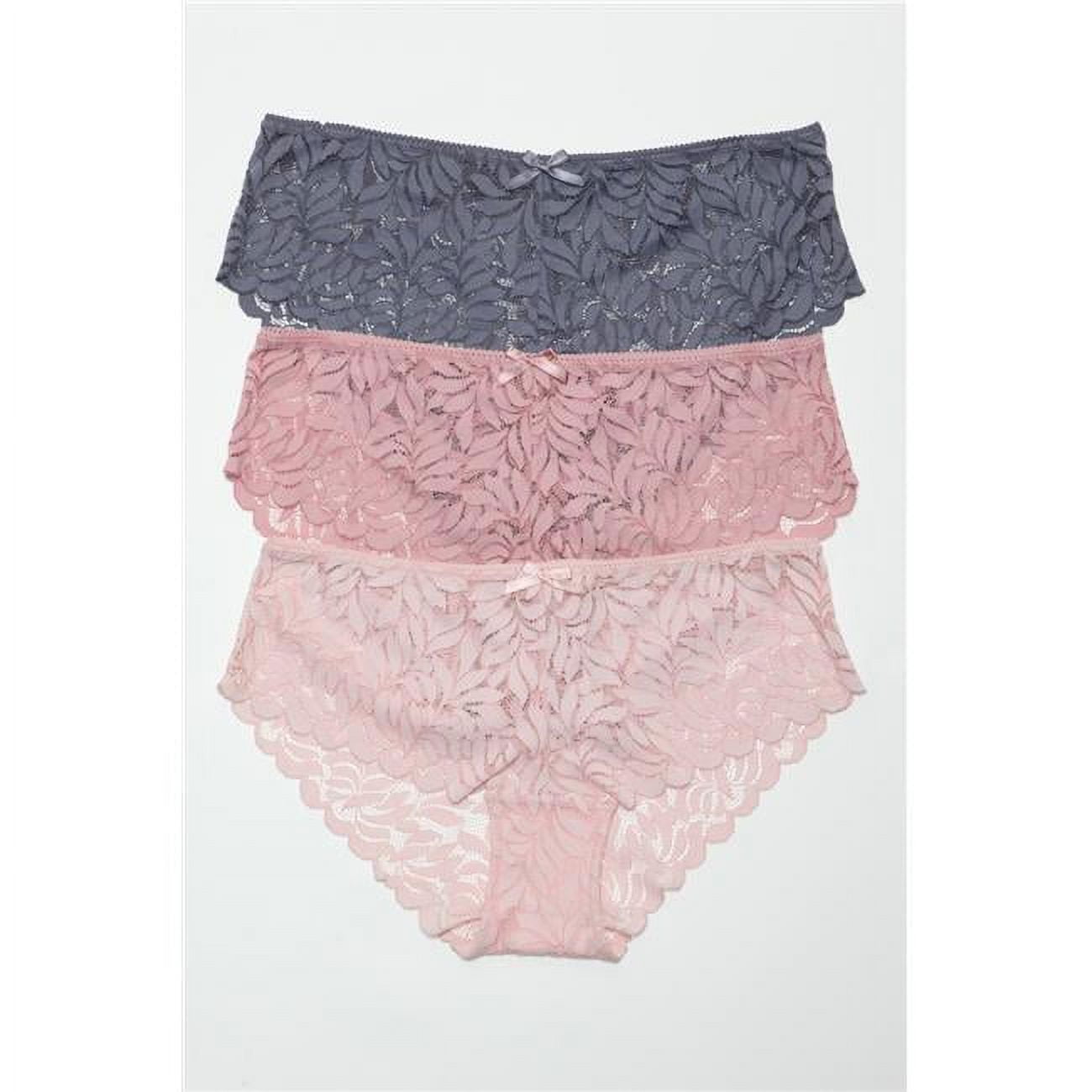 2211-PI-L Mid Rise Livvy Hipster Hipster Panties, Pink, Grey & Mauve - Large - Pack of 3