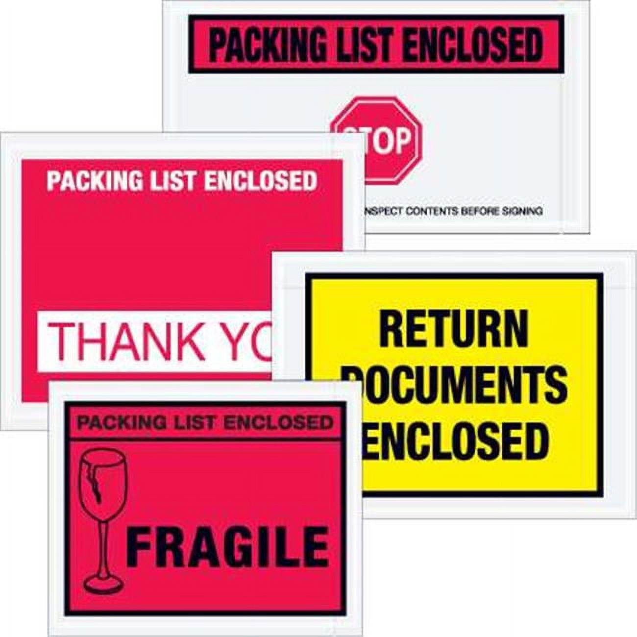 5 .5 x 10 in. 2 Mil Poly Red Customs Papers Enclosed Envelopes - Red