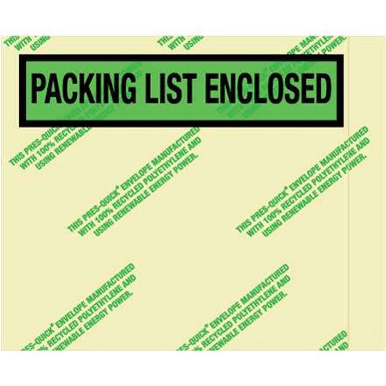 Picture of Box Partners PQGREEN12 4 .5 x 5 .5 in. Environmental Packing List Enclosed Envelopes
