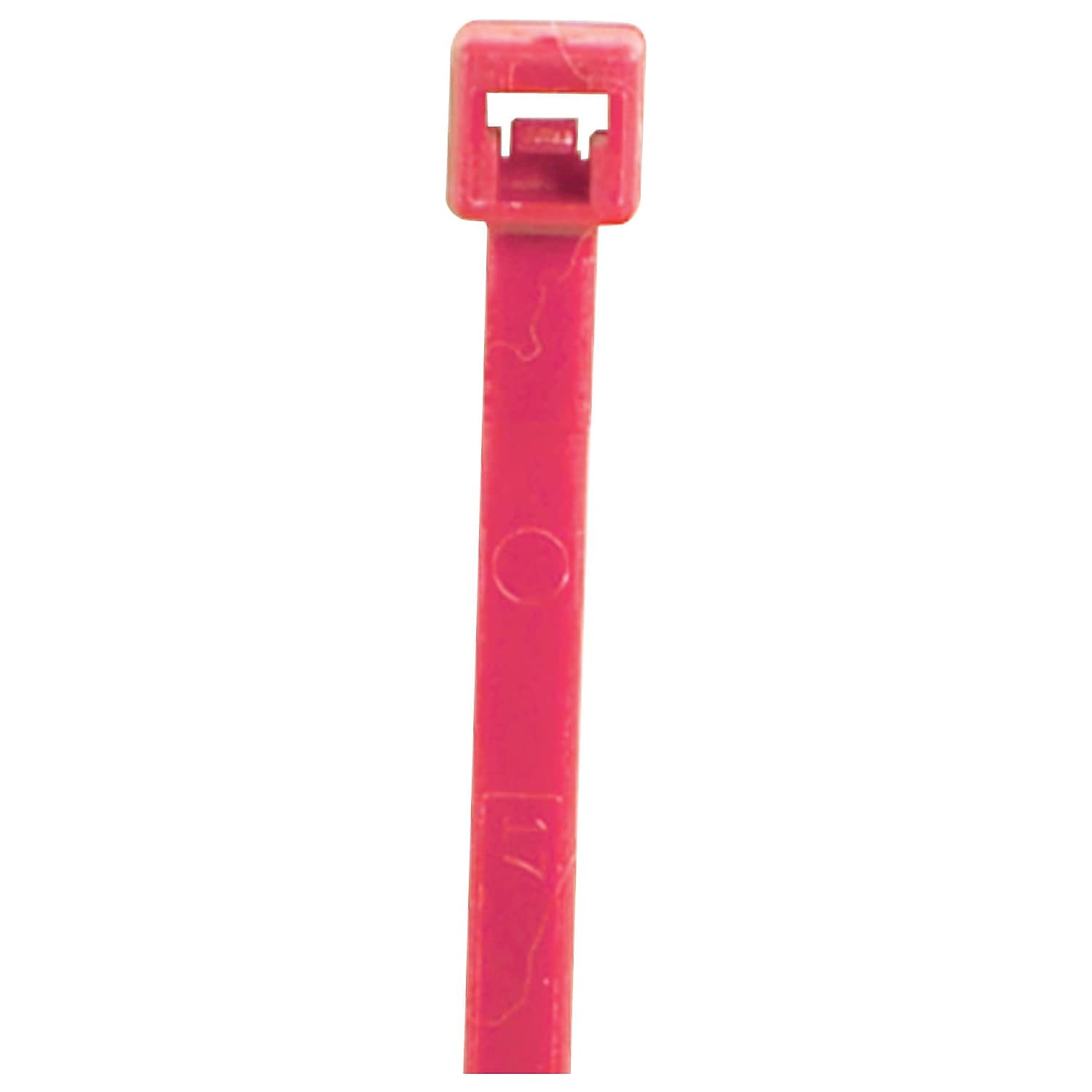 Cable Tie, 4 in L, Fluorescent Pink, Nylon 6/6, 18 lb Strength, 1000 PK