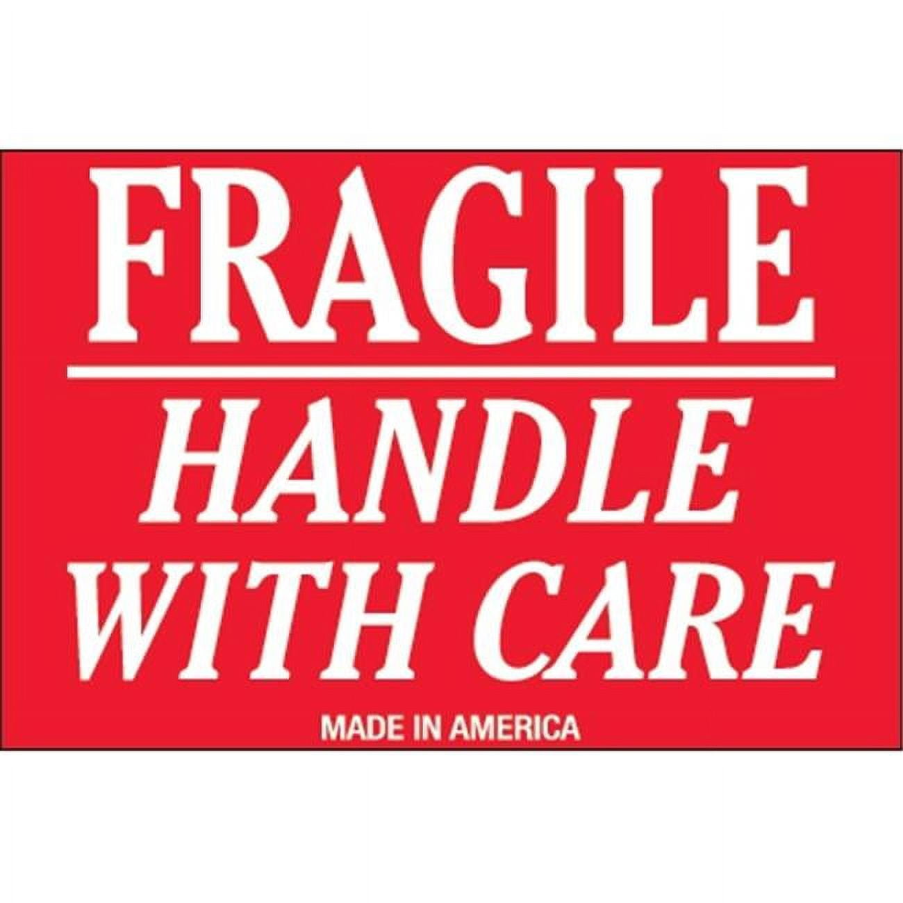 2 x 3 in. - Fragile - Handle with Care Labels - Red & White - Roll of 500