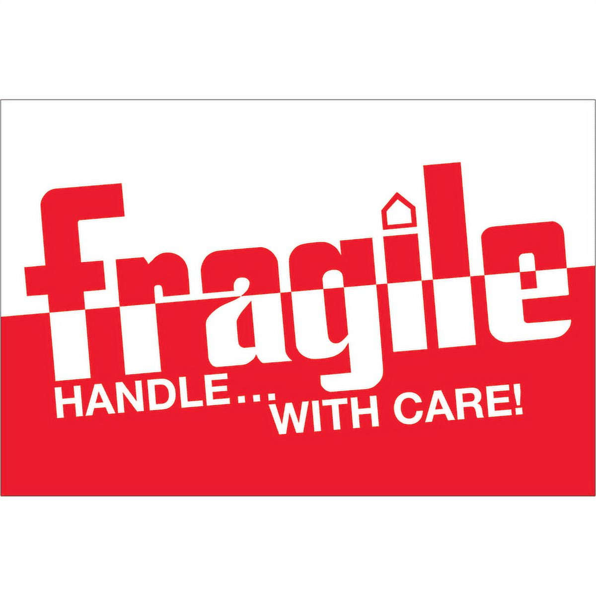 2 x 3 in. - Fragile - Handle with Care Labels - Red & White - Roll of 500