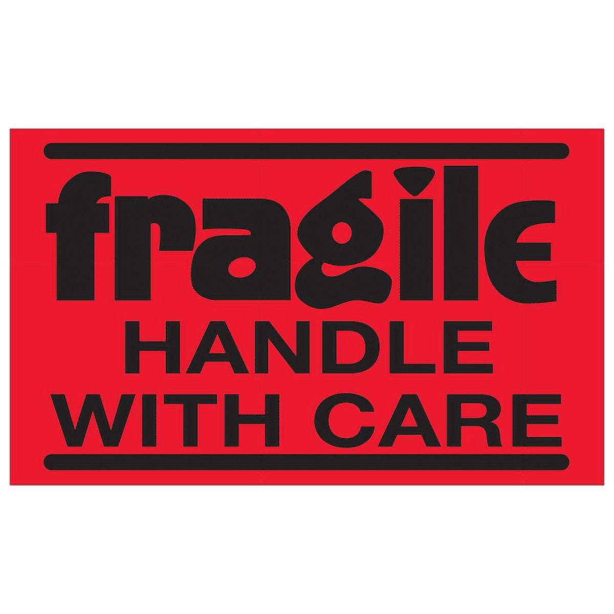 Tape Logic DL1071 3 x 5 in. - Fragile - Handle with Care Fluorescent Red Labels - Roll of 500