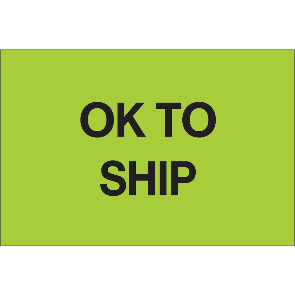 2 x 3 in. - OK To Ship Fluorescent Green Labels