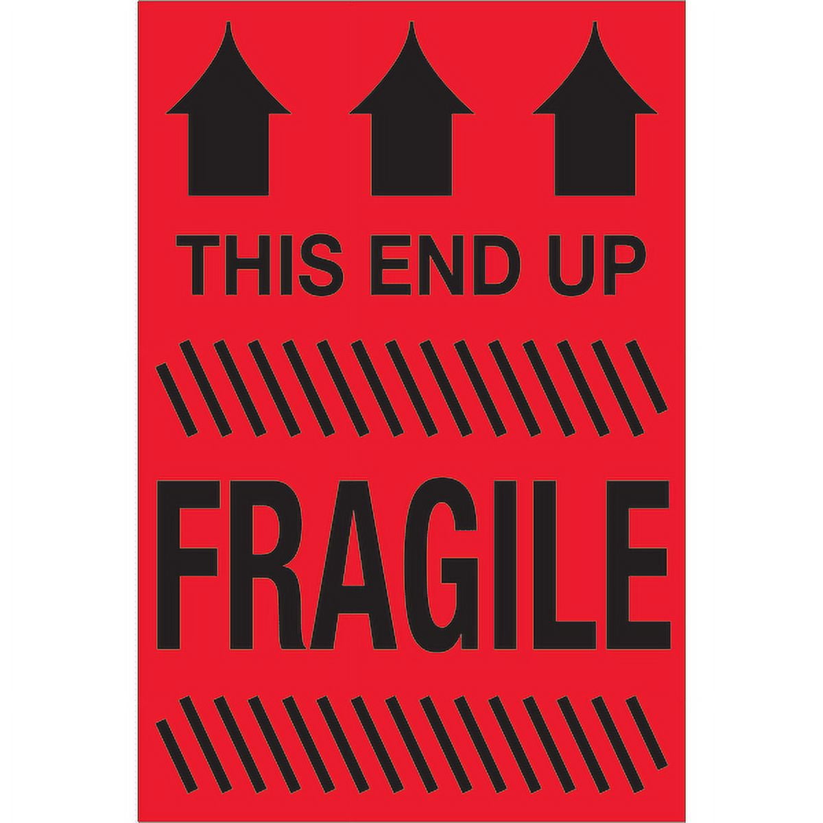 Tape Logic DL1185 4 x 6 in. - This End Up - Fragile Fluorescent Red Labels - Roll of 500