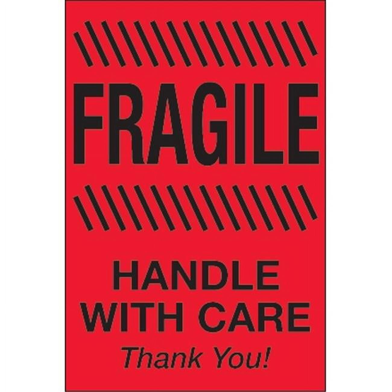 Tape Logic DL1186 4 x 6 in. - Fragile - Handle with Care Fluorescent Red Labels - Roll of 500