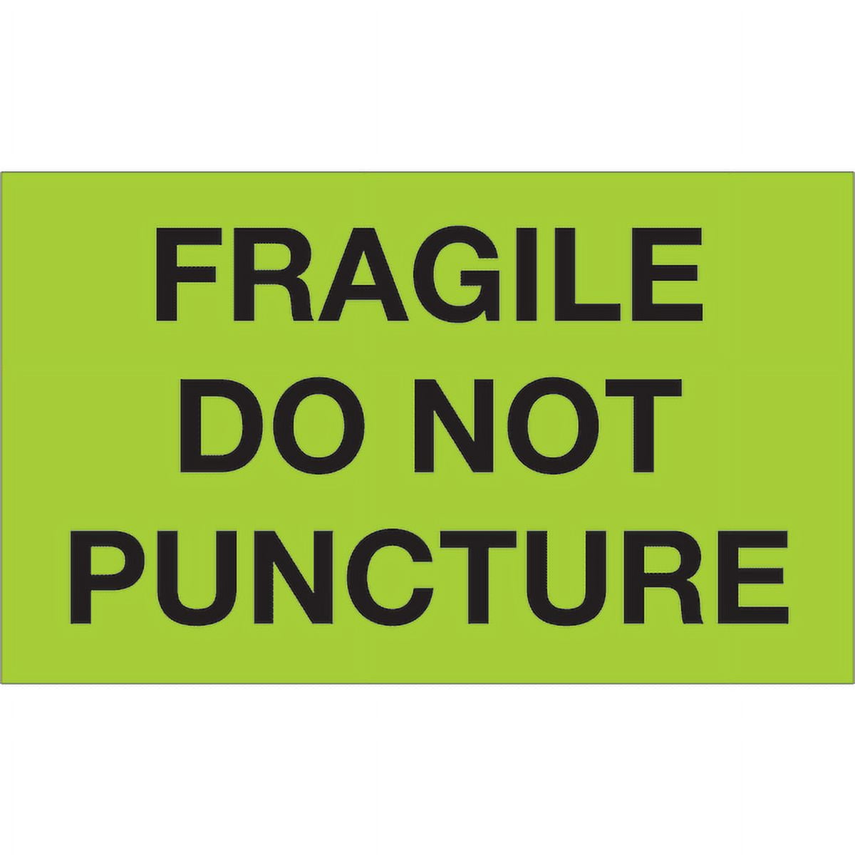 Tape Logic DL1197 3 x 5 in. - Fragile - Do Not Puncture Fluorescent Green Labels - Roll of 500
