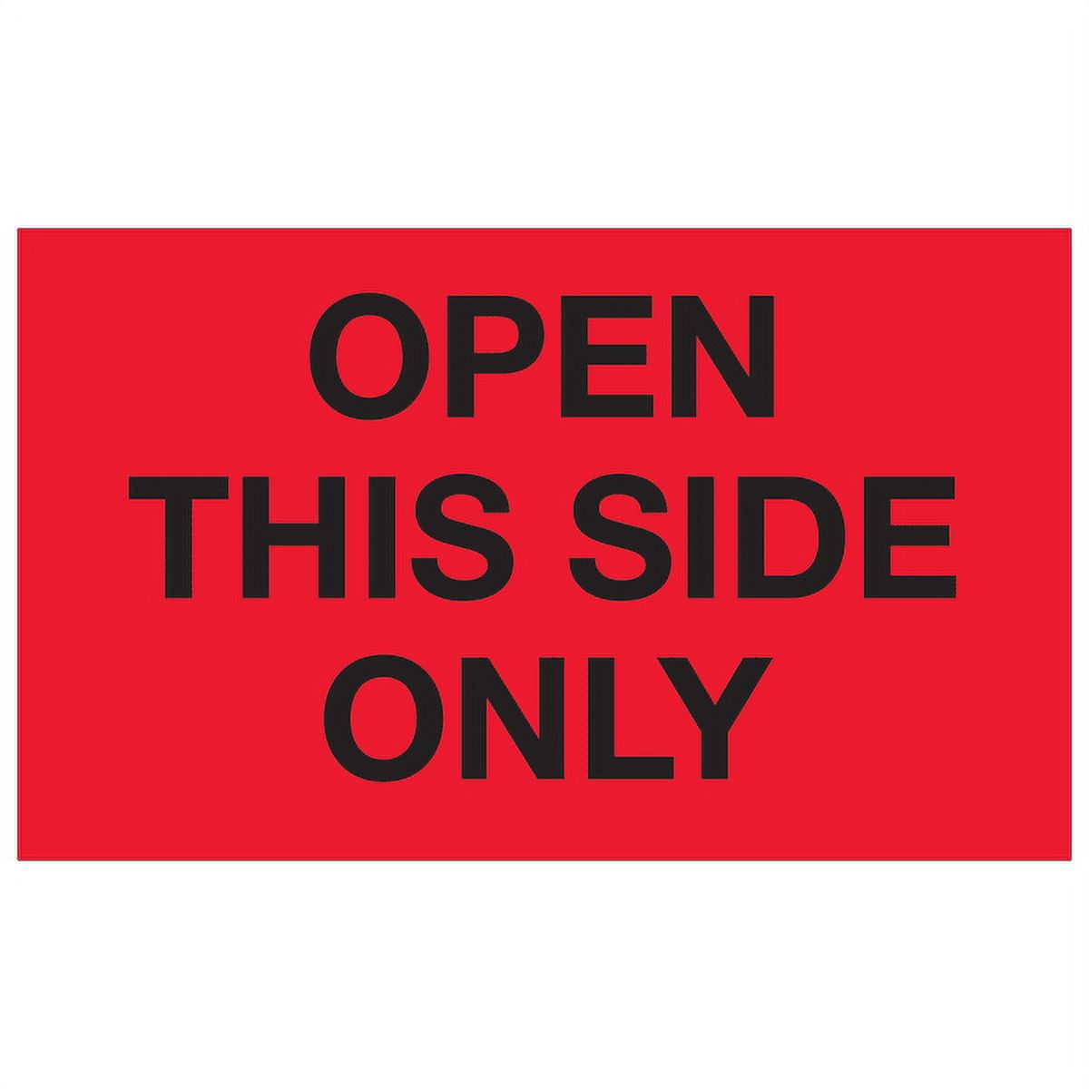 3 x 5 in. - Open This Side Only Fluorescent Red Labels - Roll of 500