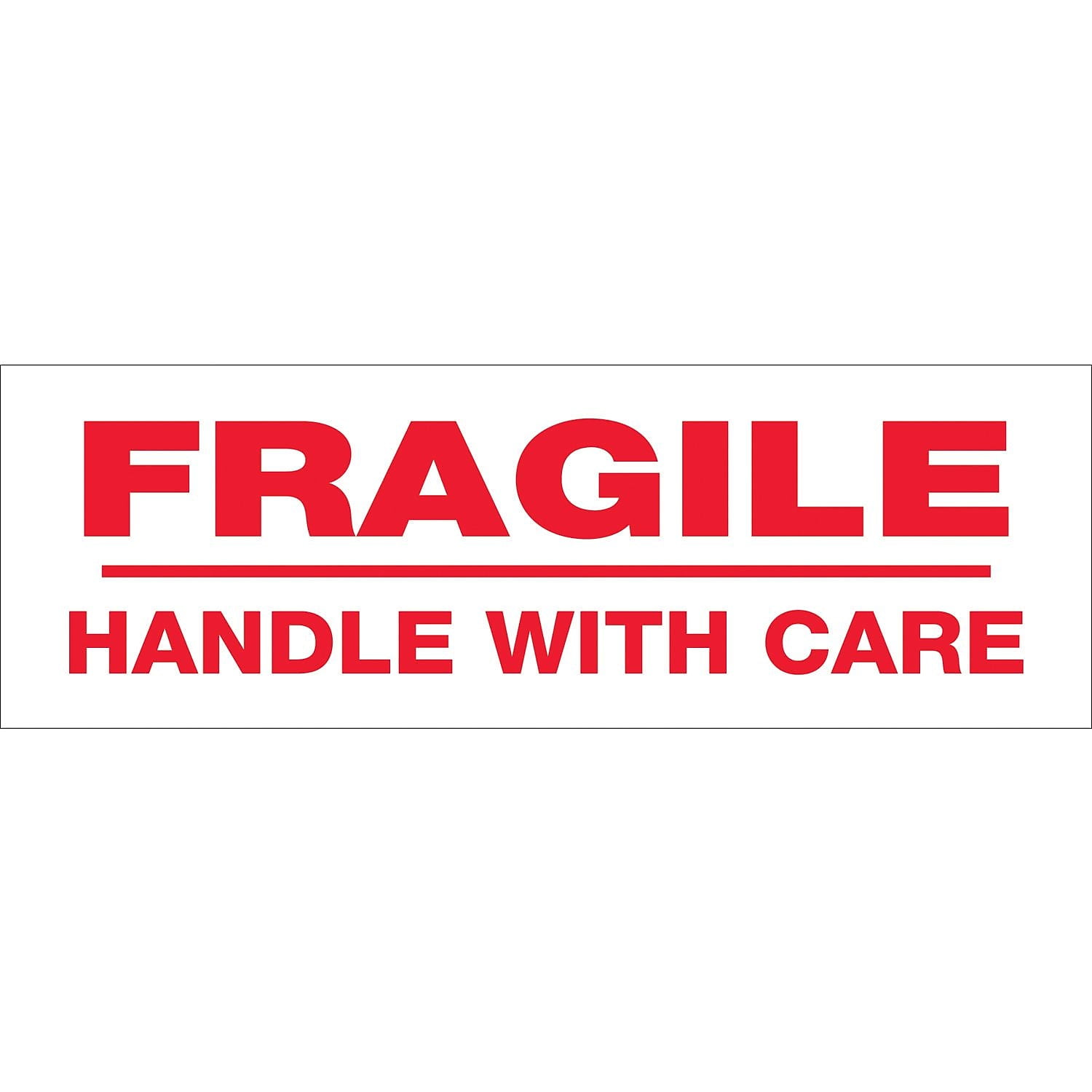 Tape Logic T901P02 2 in. x 55 yards - Fragile Handle with Care Pre-Printed Carton Sealing Tape, Red & White - Case of 36
