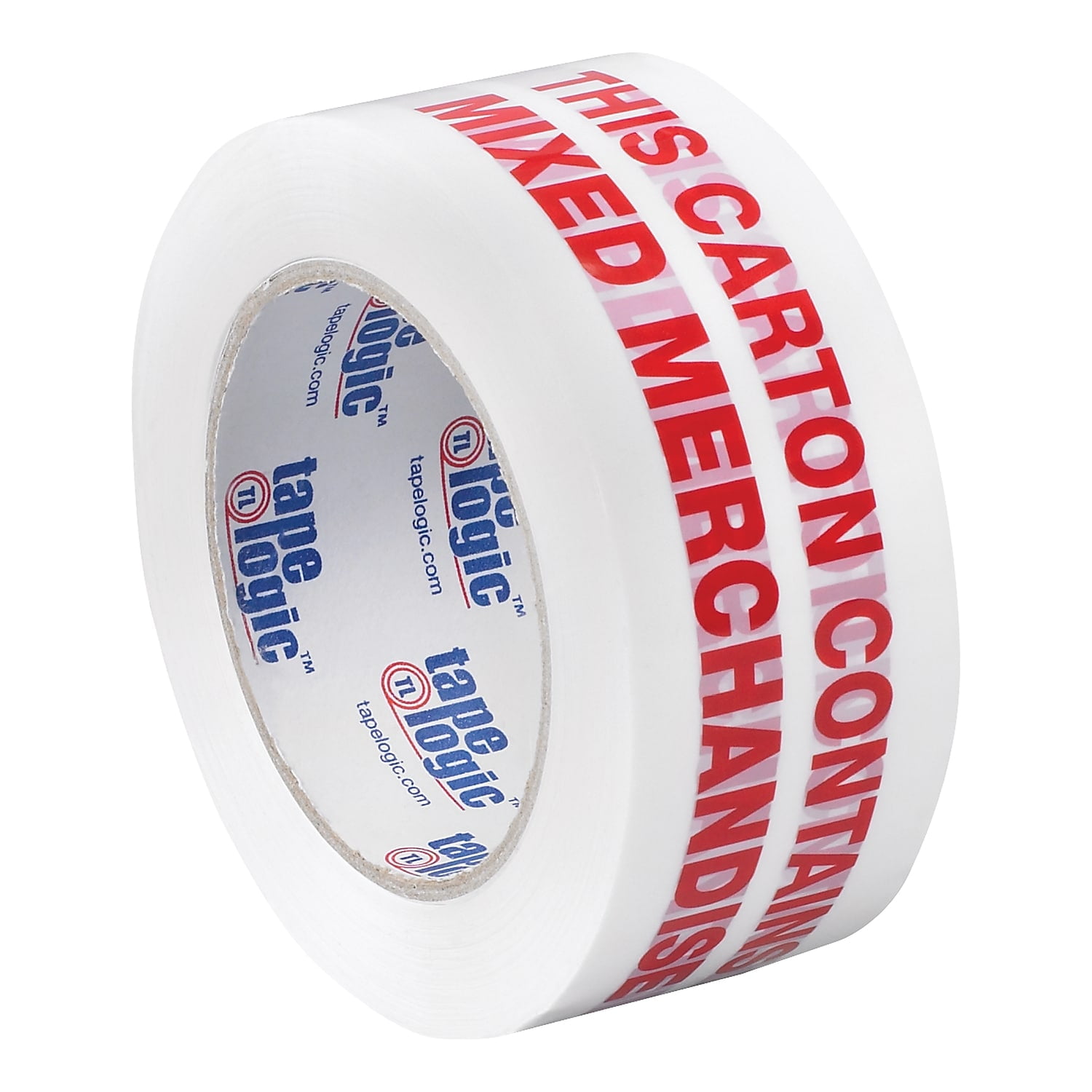 2 in. x 55 yards - Mixed Merchandise Pre-Printed Carton Sealing Tape - Red & White - Case of 36