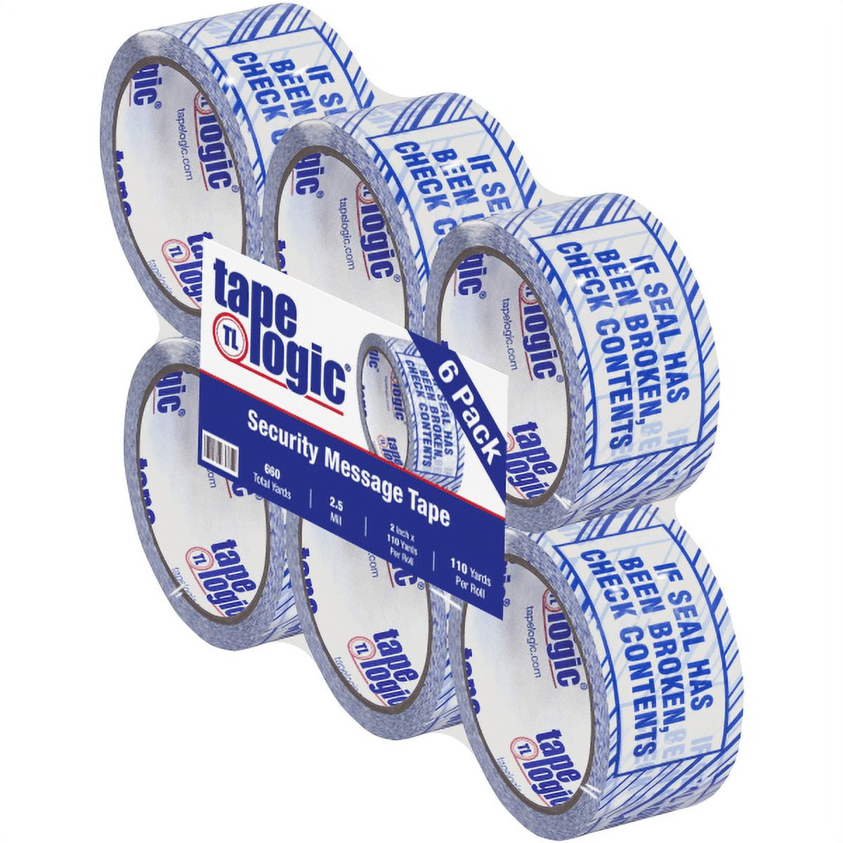 Tape Logic  2 in. x 110 yards If Seal Has Been Print Security Tape, Blue & White - Pack of 6