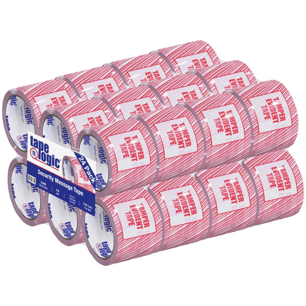 Tape Logic T905ST01 3 in. x 110 yards - Tamper Evident Security Tape, Red & White - Case of 24
