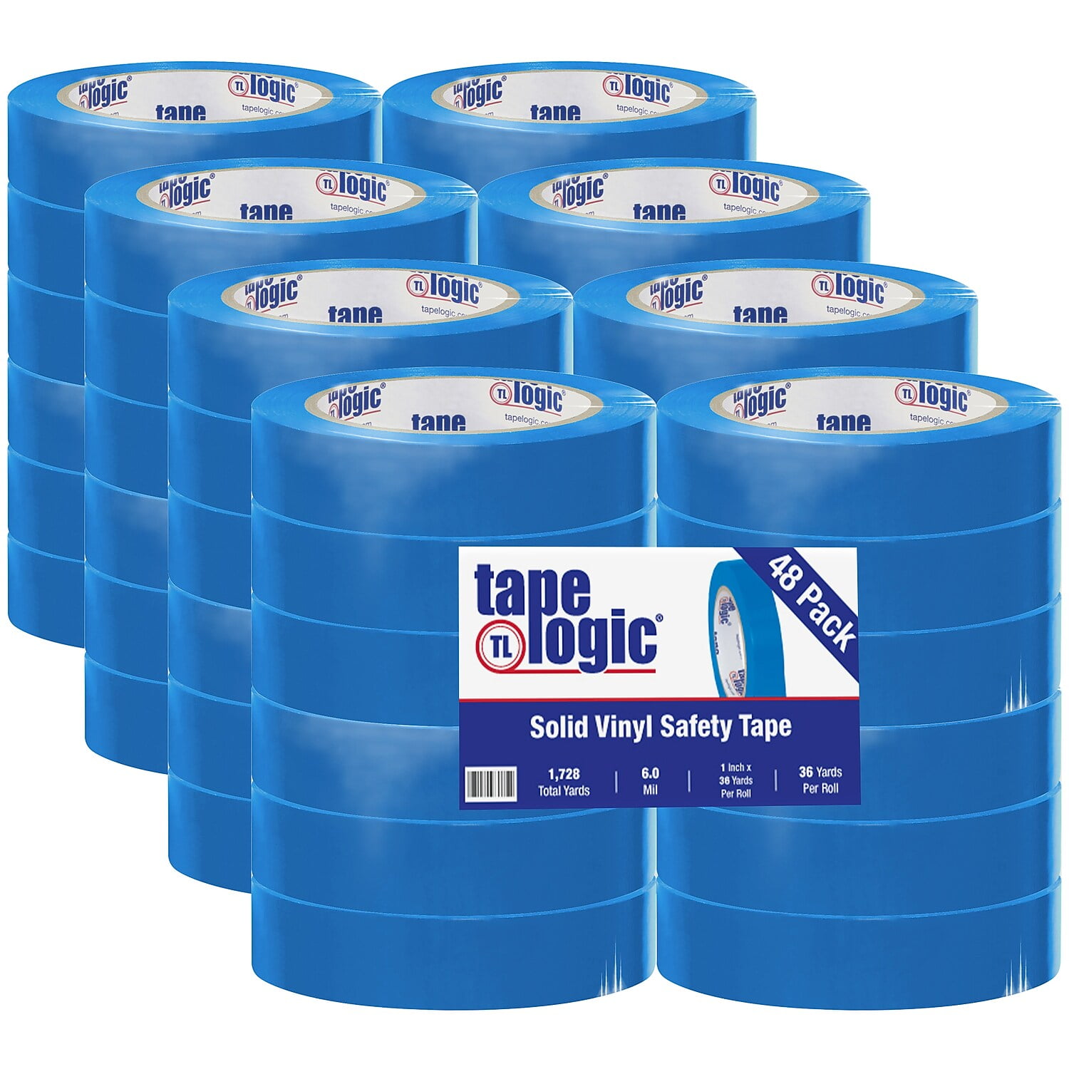 1 in. x 36 yards Blue Solid Vinyl Safety Tape - Case of 48