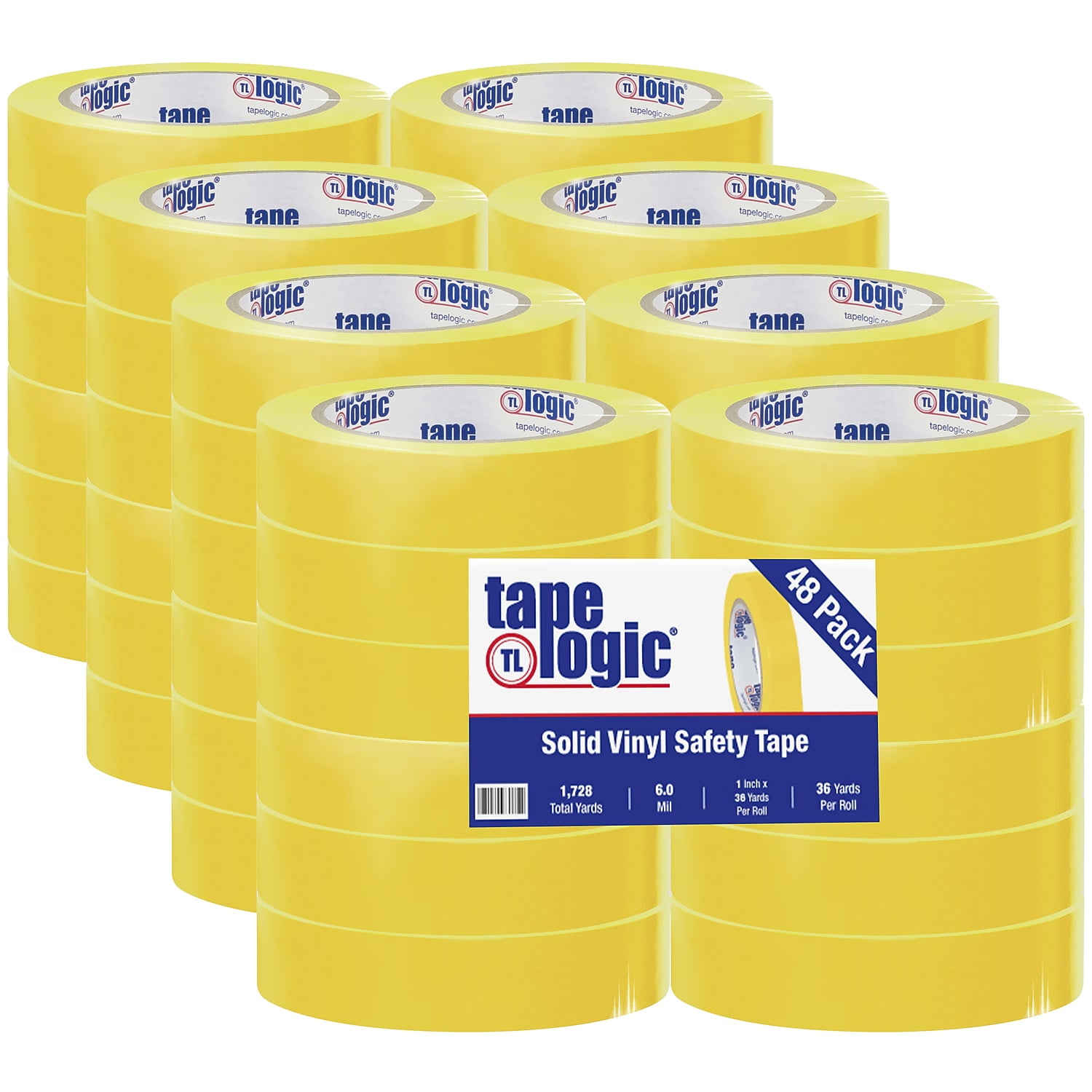 1 in. x 36 yards Yellow Solid Vinyl Safety Tape - Case of 48