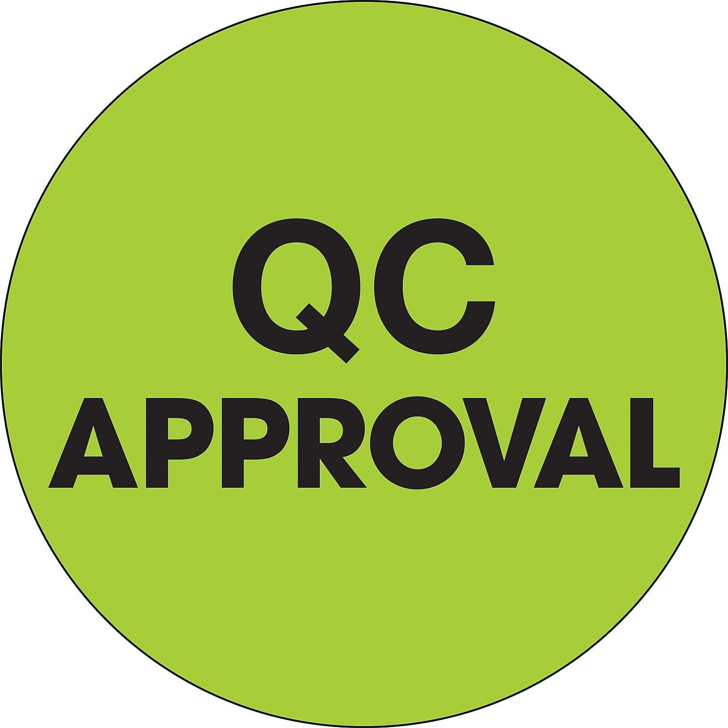 2 in. Circle - QC Approval Fluorescent Green Labels - Roll of 500
