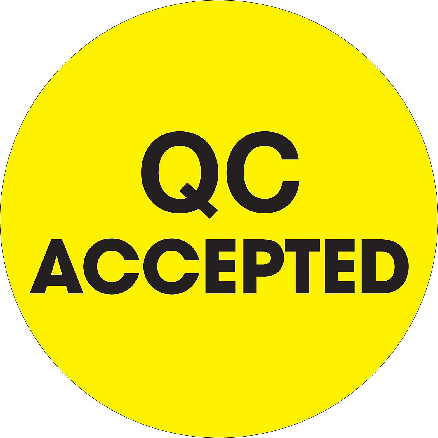 2 in. Circle - QC Accepted Fluorescent Yellow Labels - Roll of 500