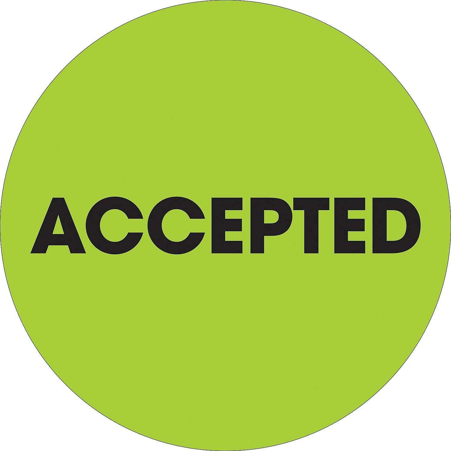 2 in. Circle - Accepted Fluorescent Green Labels - Roll of 500