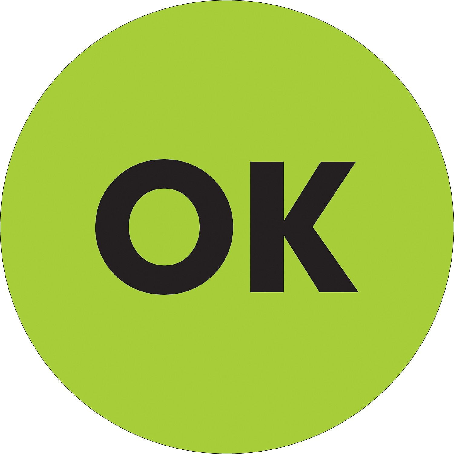 1 in. Circle - OK Fluorescent Green Labels - Roll of 500