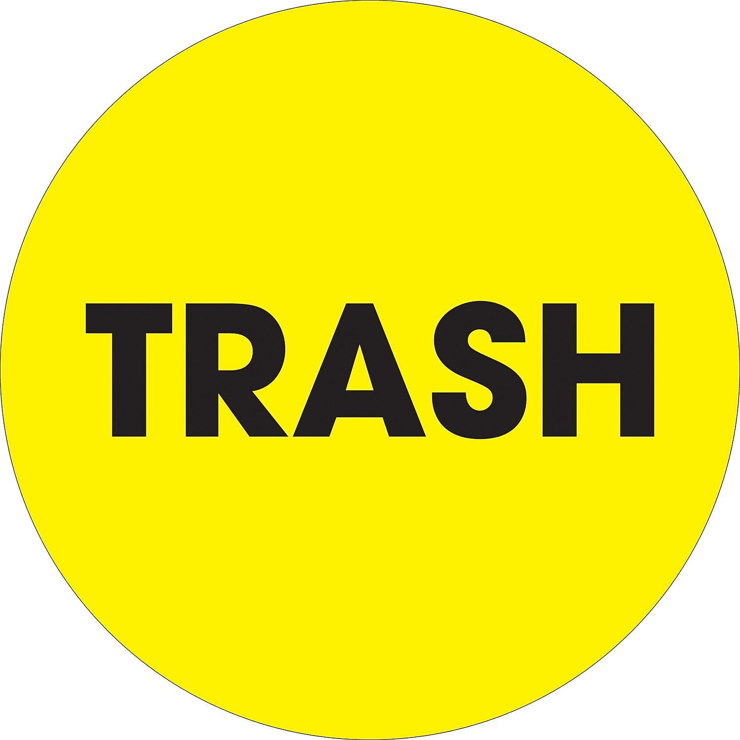 2 in. Circle - Trash Fluorescent Yellow Labels - Roll of 500