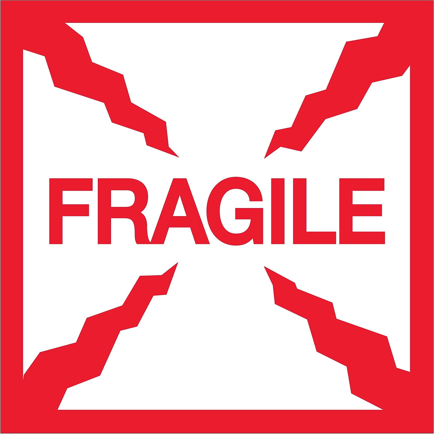 2 x 2 in. - Fragile Labels - Red & White