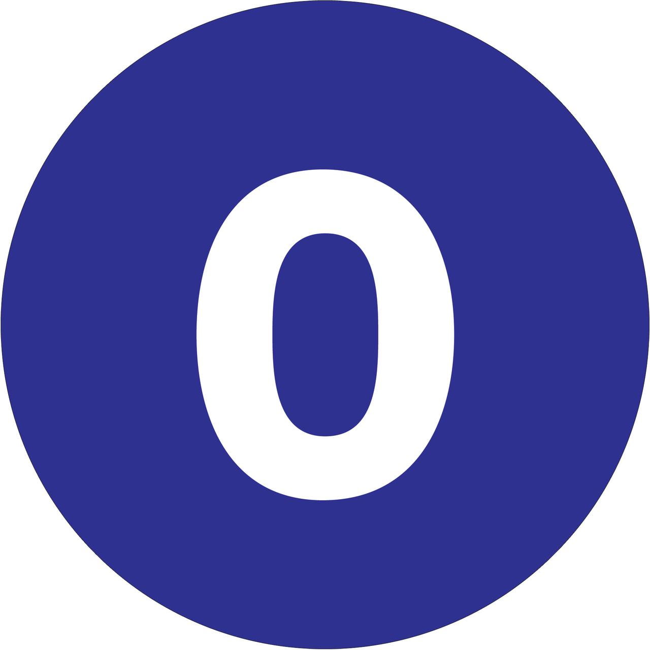 3 in. Circle - 0 Dark Blue Number Labels - Roll of 500