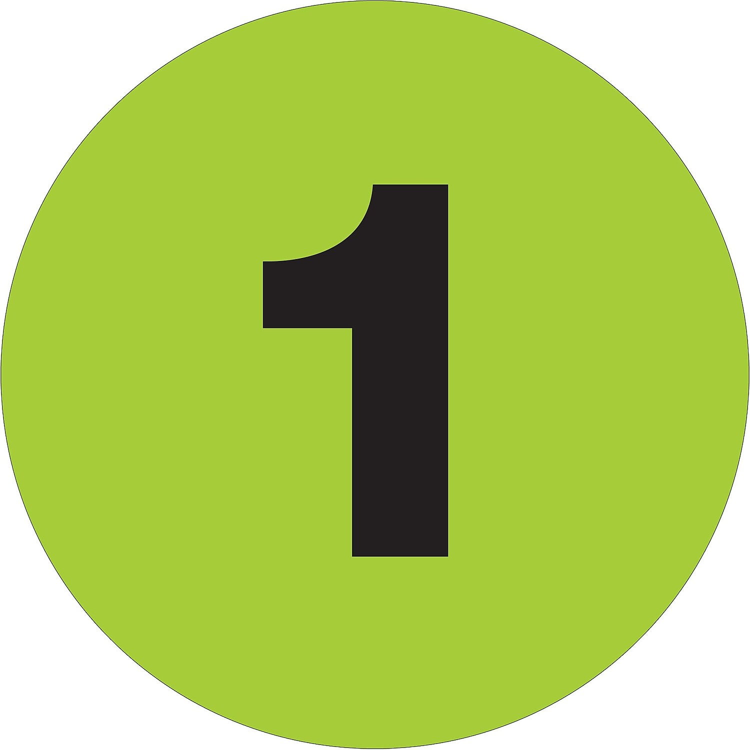 Tape Logic  3 in. Circle - 1 Fluorescent Green Number Labels - Roll of 500