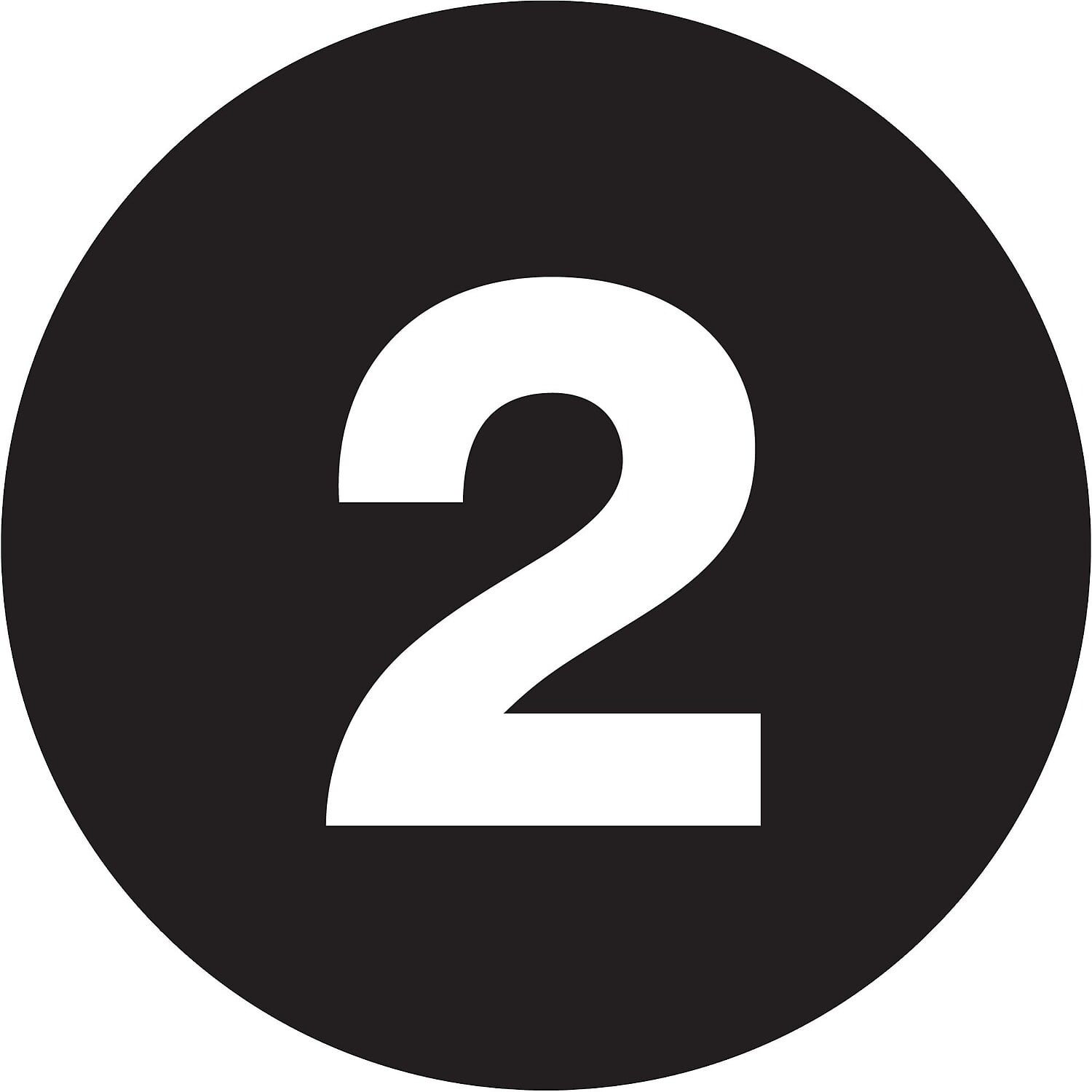 3 in. Circle - 2 Black Number Labels - Roll of 500