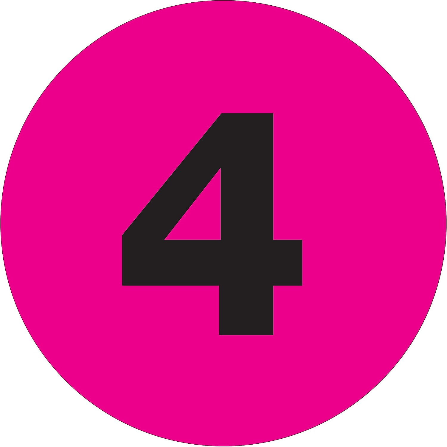 3 in. Circle - 4 Fluorescent Pink Number Labels - Roll of 500
