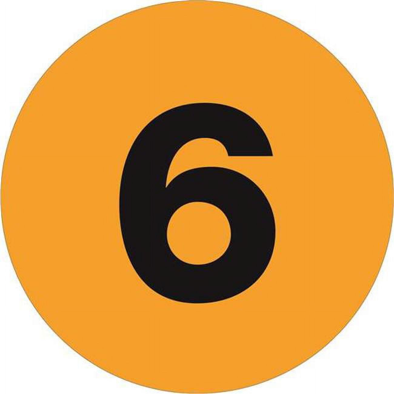3 in. Circle - 6 Fluorescent Orange Number Labels - Roll of 500
