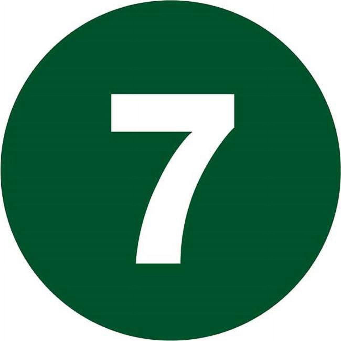3 in. Circle - 7 Dark Green Number Labels - Roll of 500