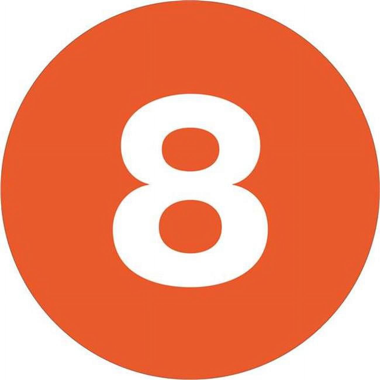 3 in. Circle - 8 Orange Number Labels - Roll of 500