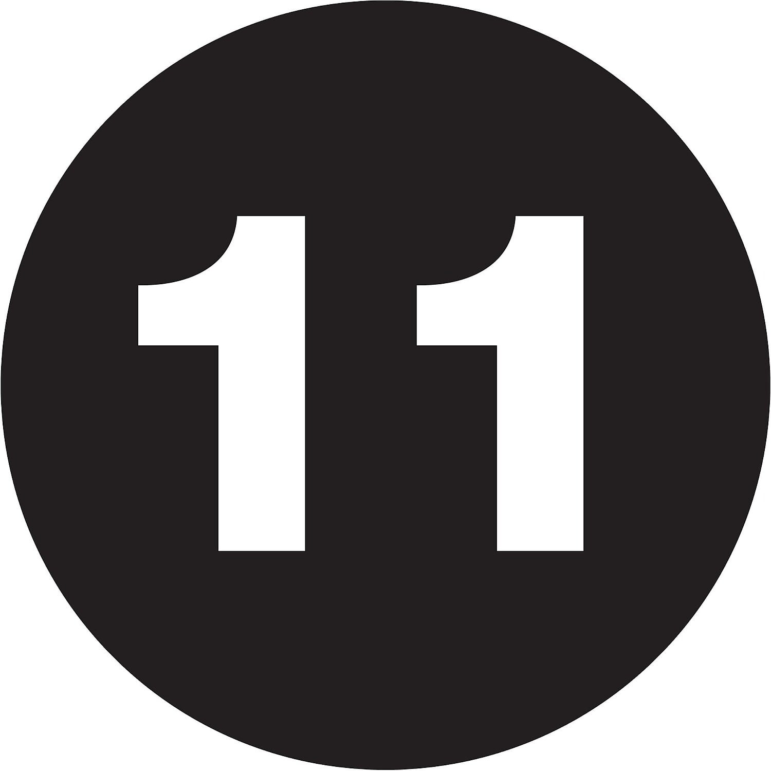 3 in. Circle - 11 Black Number Labels - Roll of 500