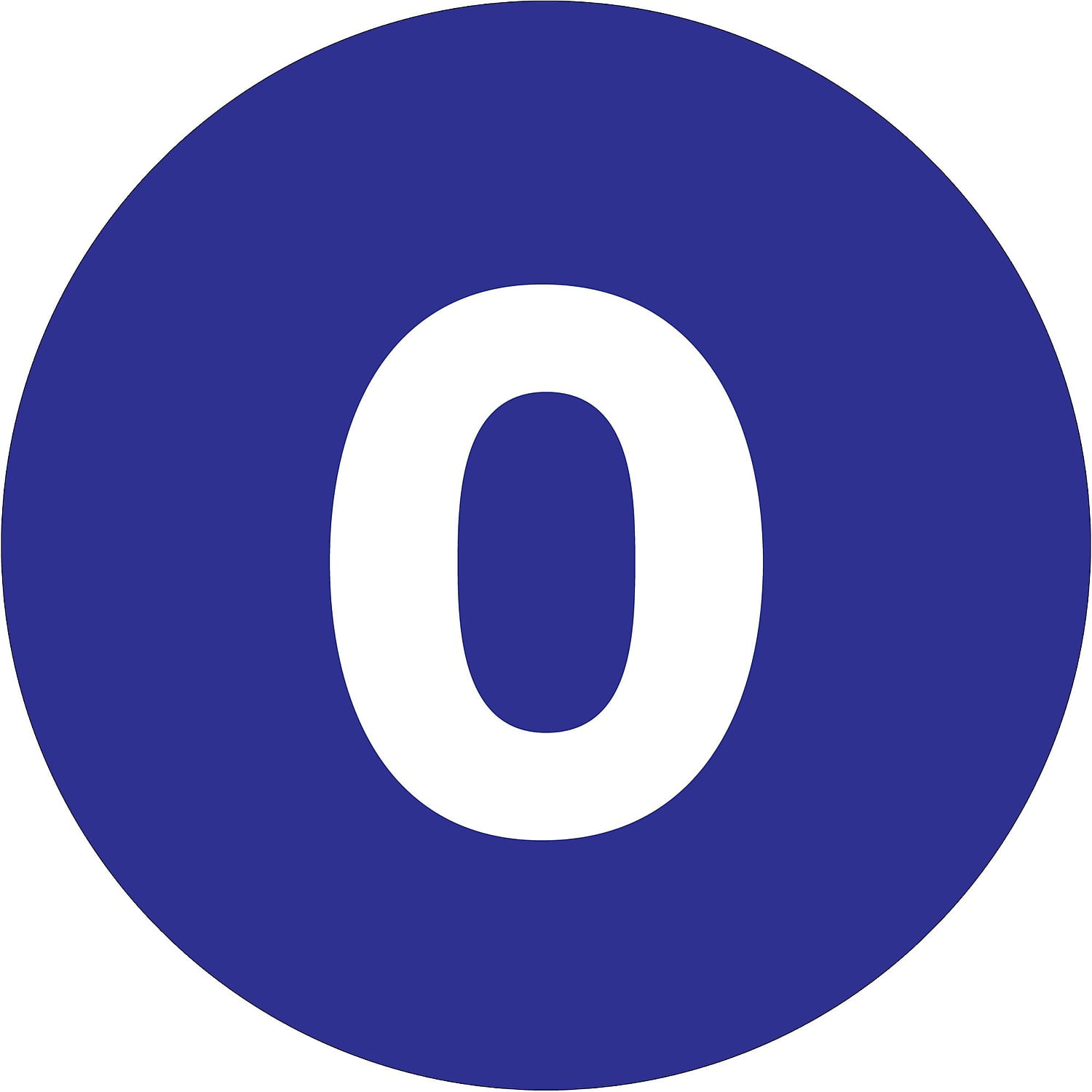4 in. Circle - 0 Dark Blue Number Labels - Roll of 500
