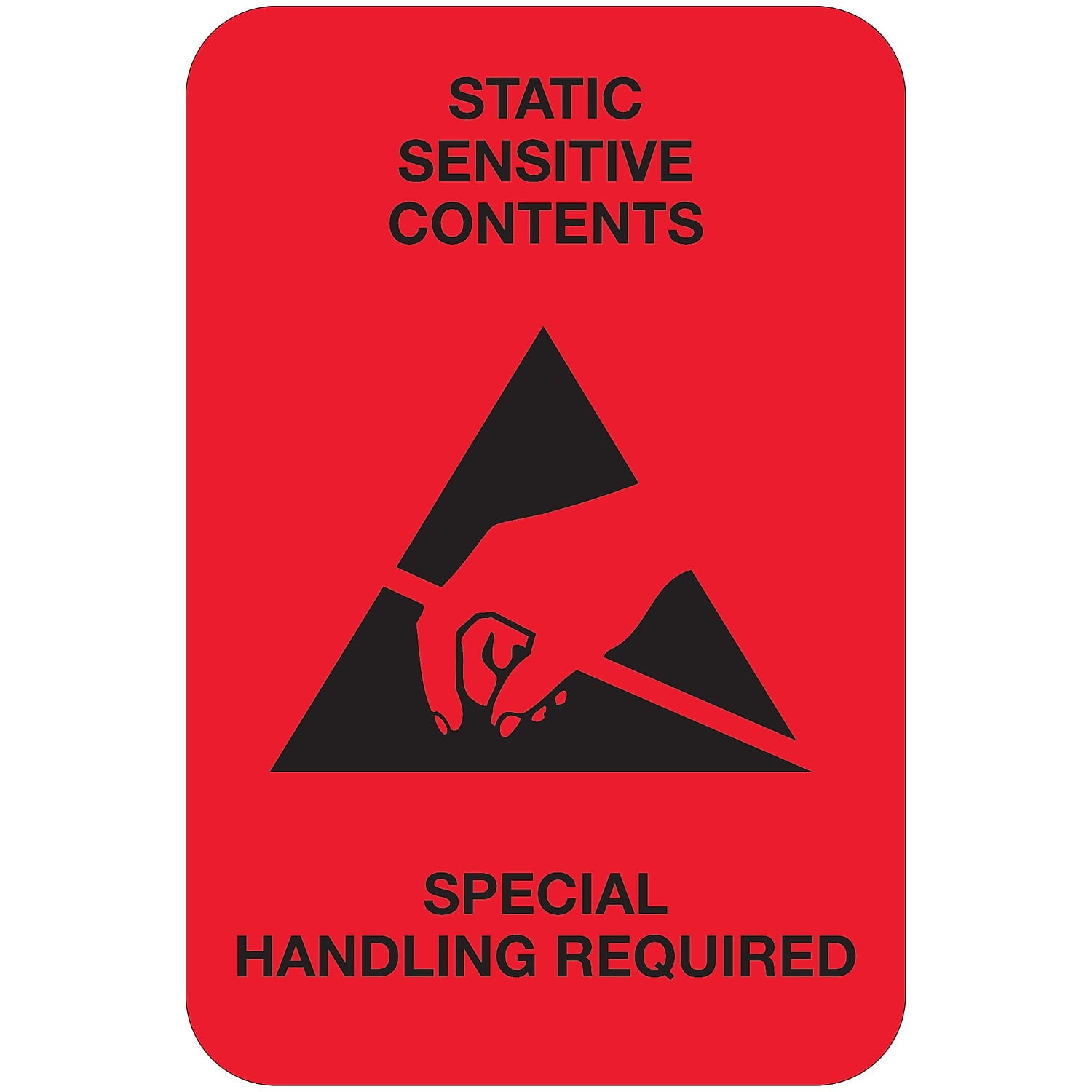 2 x 3 in. - Static Sensitive Contents Fluorescent Red Labels