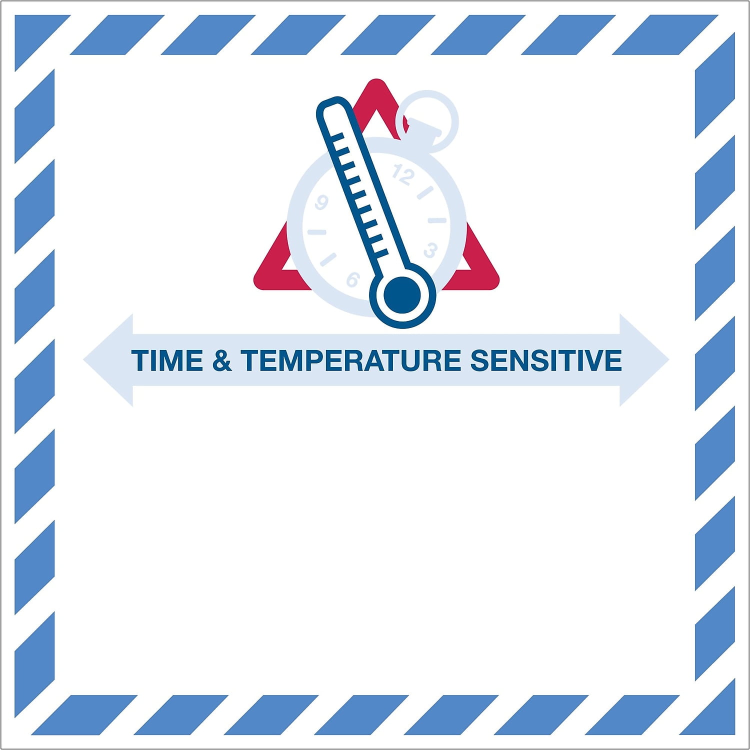 4 x 4.25 in. - Time & Temperature Sensitive Label - Red - White & Blue - Roll of 500