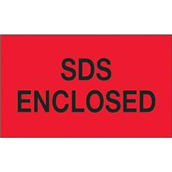 3 x 5 in. - SDS Enclosed Fluorescent Red Labels