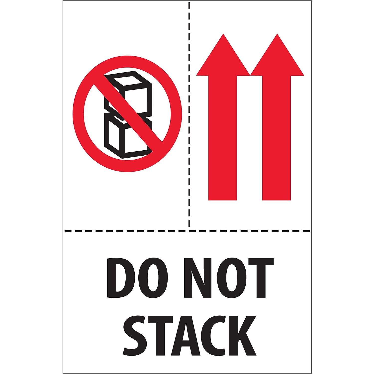 4 x 6 in. - Do Not Stack Labels - Red - White & Black - Roll of 500