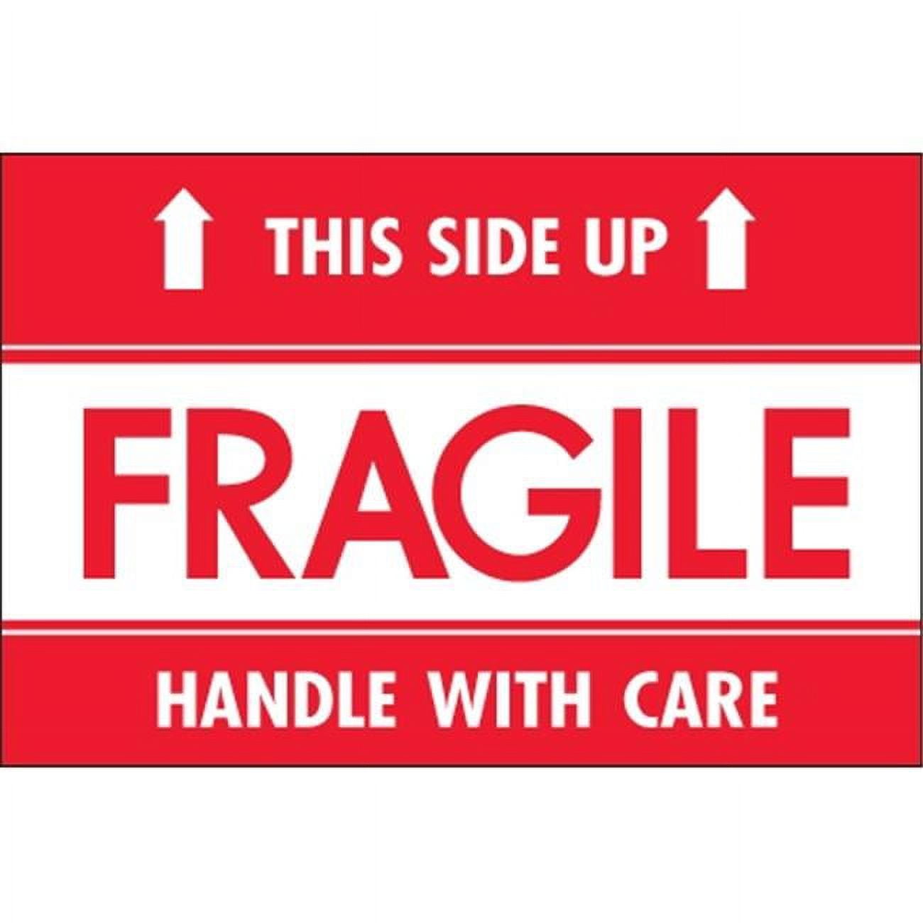Tape Logic DL2156 2 x 3 in. - Fragile - This Side Up - HWC Labels, Red & White - Roll of 500