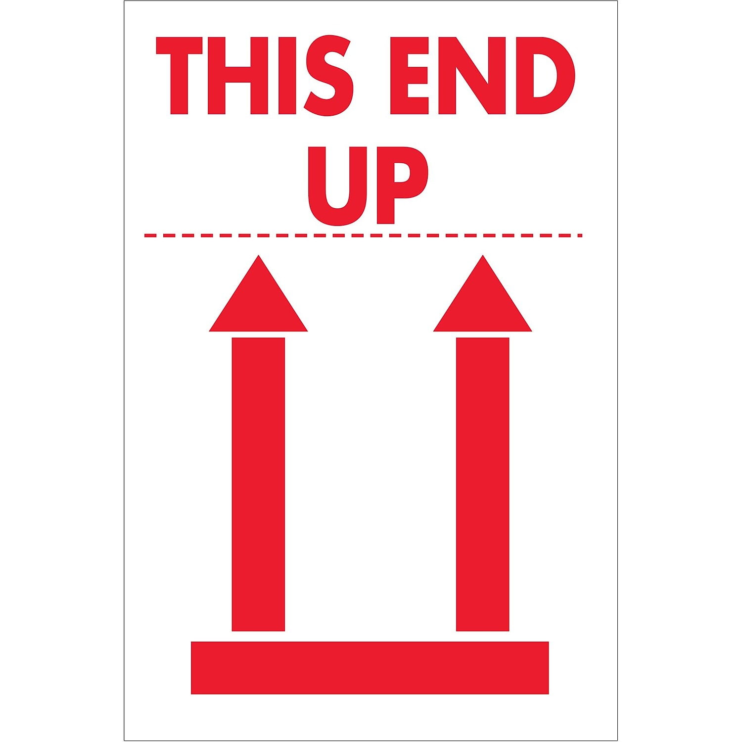 2 x 3 in. - This End Up Labels Red & White - Roll of 500